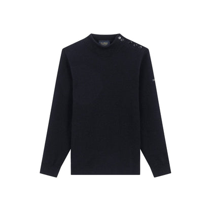 Le Minor Wool Fisherman Sweater with Button Shoulder Shirts & Tops Le Minor 