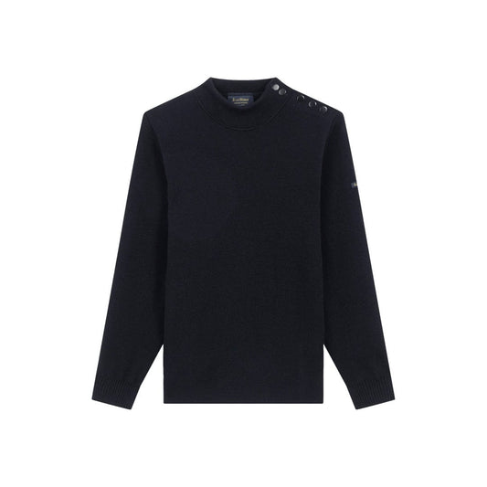 Le Minor Wool Fisherman Sweater with Button Shoulder Shirts & Tops Le Minor 